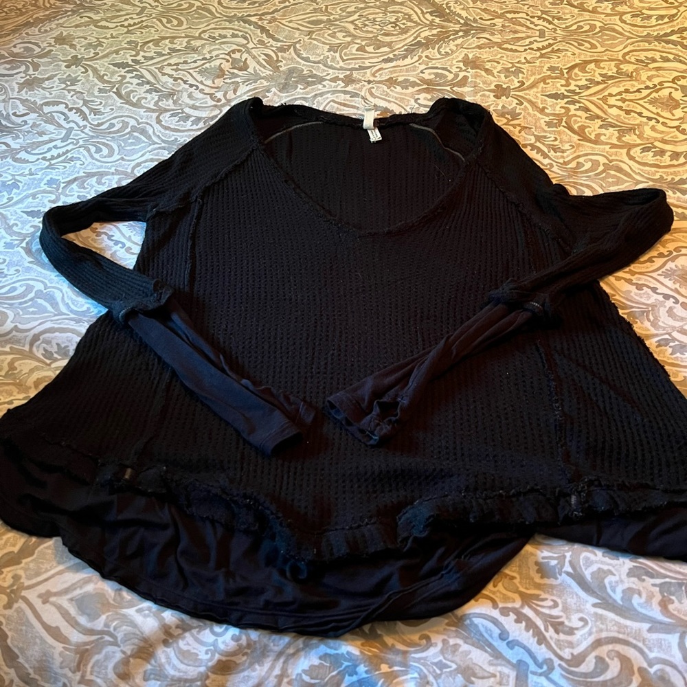 Free People womens waffle knit top